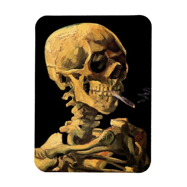 Vincent Van Gogh - Skull med brinnande cigarett Magnet (Vertikal)
