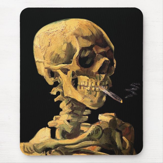 Vincent Van Gogh - Skull med brinnande cigarett Musmatta (Framsidan)