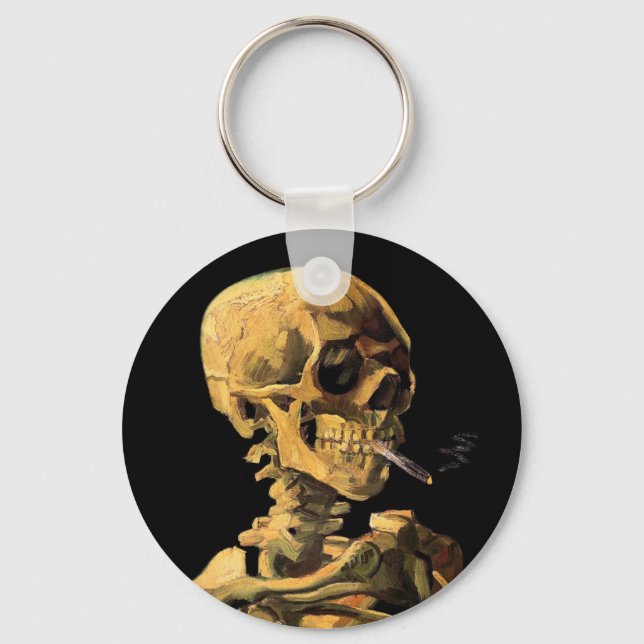 Vincent Van Gogh - Skull med brinnande cigarett Nyckelring (Framsida)