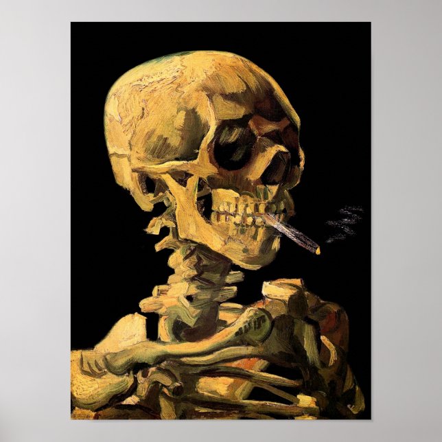 Vincent Van Gogh - Skull med brinnande cigarett Poster (Framsidan)