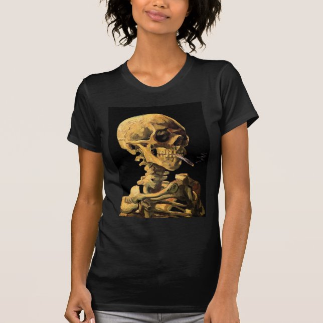 Vincent Van Gogh - Skull med brinnande cigarett T-shirt (Framsida)