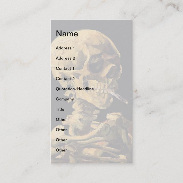 Vincent Van Gogh - Skull med brinnande cigarett Visitkort (Framsida)