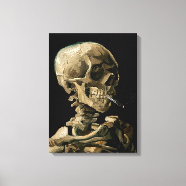 Vincent van Gogh - Skull med Burning Cigarette Canvastryck (Framsida)