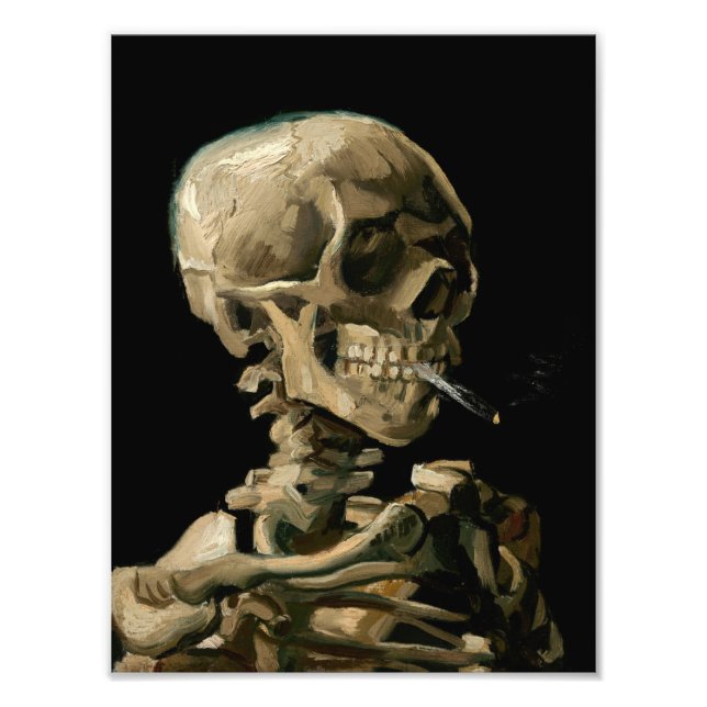 Vincent van Gogh - Skull med Burning Cigarette Fototryck (Framsidan)