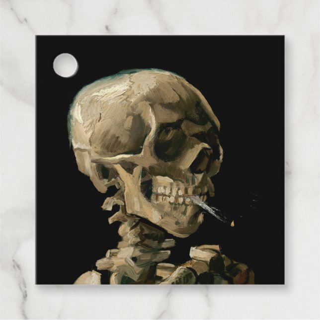 Vincent van Gogh - Skull med Burning Cigarette Gåvor Etiketter (Framsida)