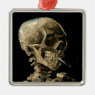 Vincent van Gogh - Skull med Burning Cigarette Julgransprydnad Metall