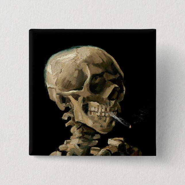 Vincent van Gogh - Skull med Burning Cigarette Knapp (Framsida)
