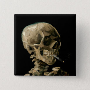 Vincent van Gogh - Skull med Burning Cigarette Knapp