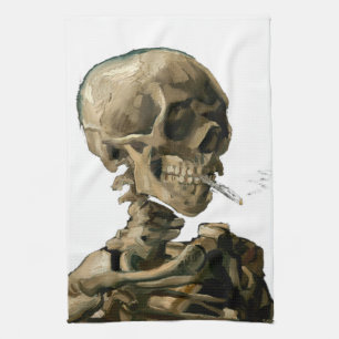 Vincent van Gogh - Skull med Burning Cigarette Kökshandduk