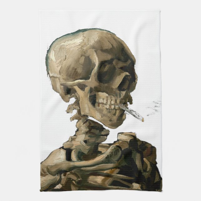 Vincent van Gogh - Skull med Burning Cigarette Kökshandduk (Vertikal)