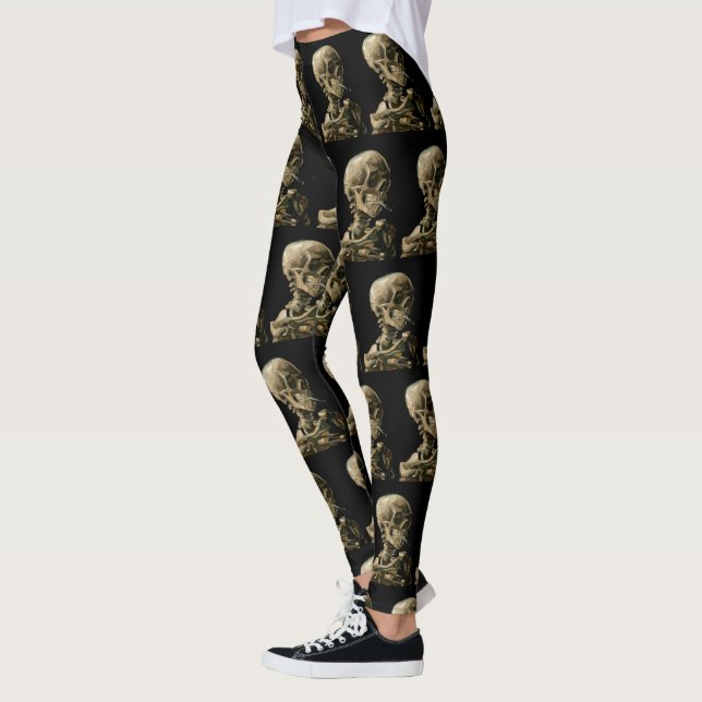 Vincent van Gogh - Skull med Burning Cigarette Leggings (Vänster)