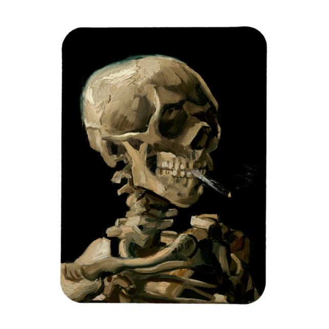 Vincent van Gogh - Skull med Burning Cigarette Magnet (Vertikal)