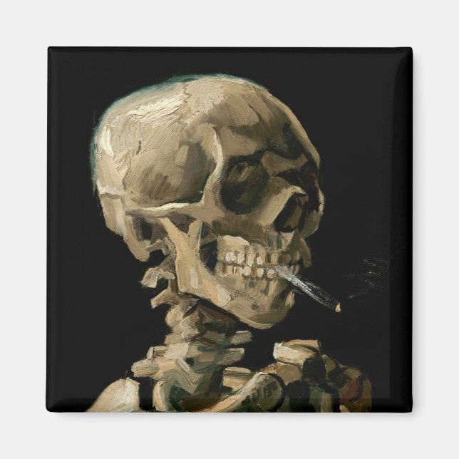 Vincent van Gogh - Skull med Burning Cigarette Magnet (Framsidan)
