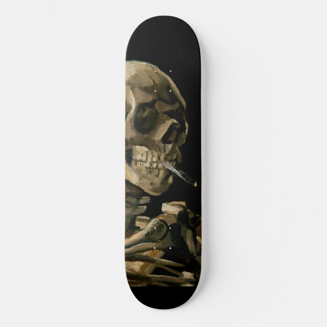 Vincent van Gogh - Skull med Burning Cigarette Mini Skateboard Bräda 18,5 Cm (Framsida)
