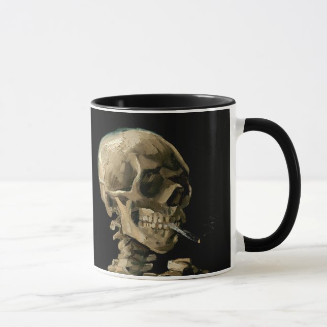 Vincent van Gogh - Skull med Burning Cigarette Mugg (Höger)