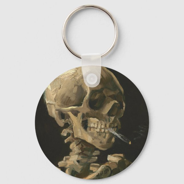 Vincent Van Gogh - Skull med Burning Cigarette Nyckelring (Framsida)