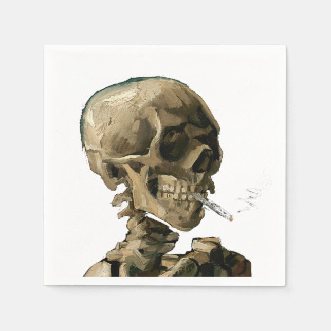 Vincent van Gogh - Skull med Burning Cigarette Pappersservett (Framsidan)