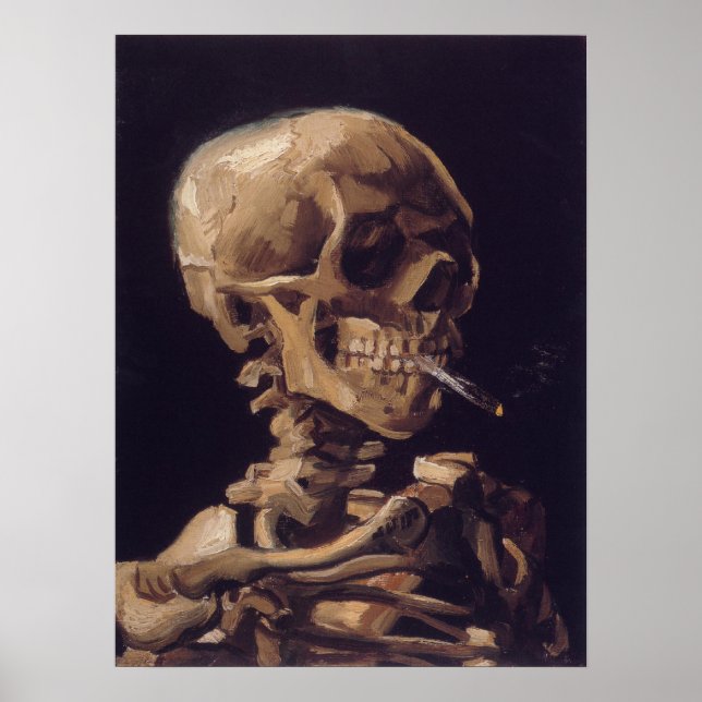 Vincent Van Gogh - Skull med Burning Cigarette Poster (Framsidan)