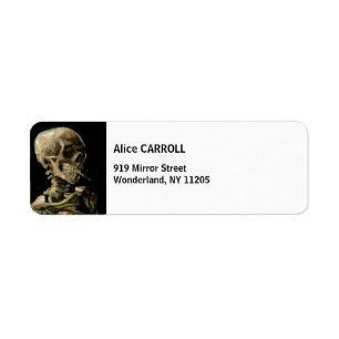 Vincent van Gogh - Skull med Burning Cigarette Returadress Etikett