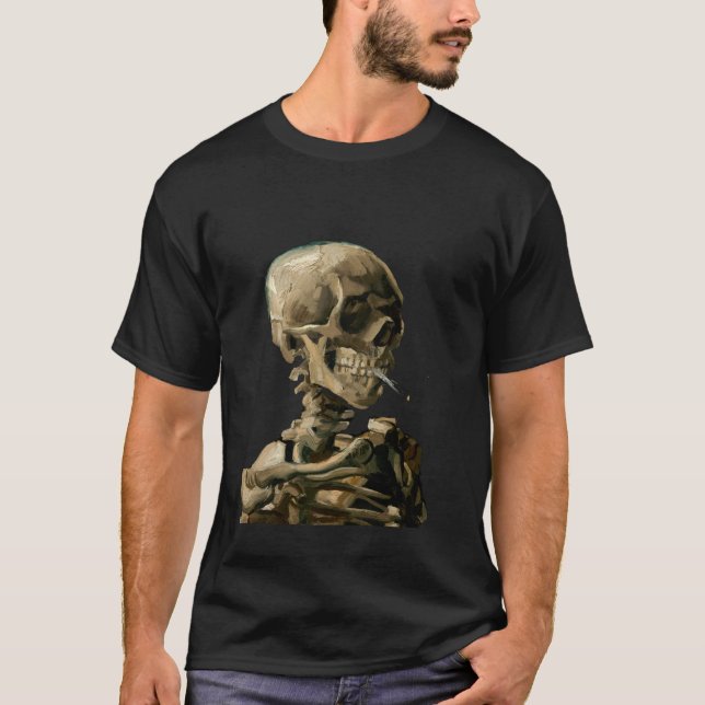Vincent van Gogh - Skull med Burning Cigarette T Shirt (Framsida)