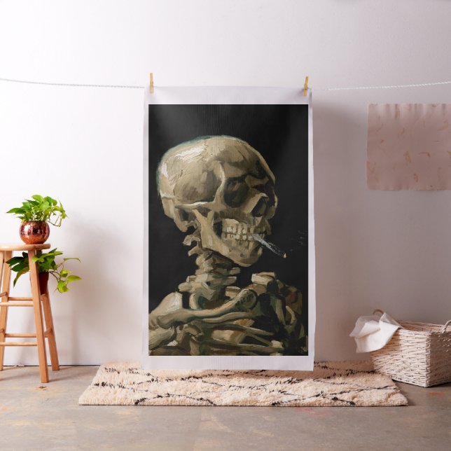 Vincent van Gogh - Skull med Burning Cigarette Tyg (In Situ)