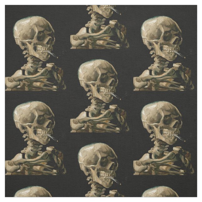 Vincent van Gogh - Skull med Burning Cigarette Tyg (Provkarta)