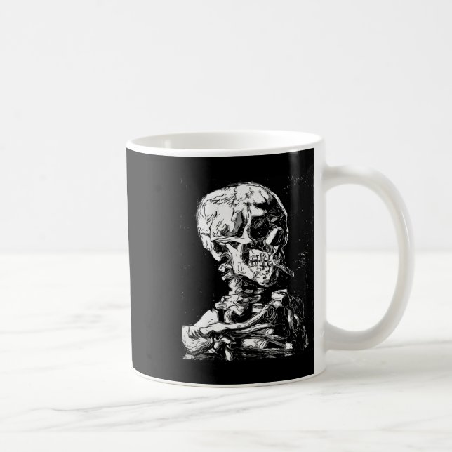 Vincent Van Gogh Skull med Cigarette Skeleton Hal Kaffemugg (Höger)