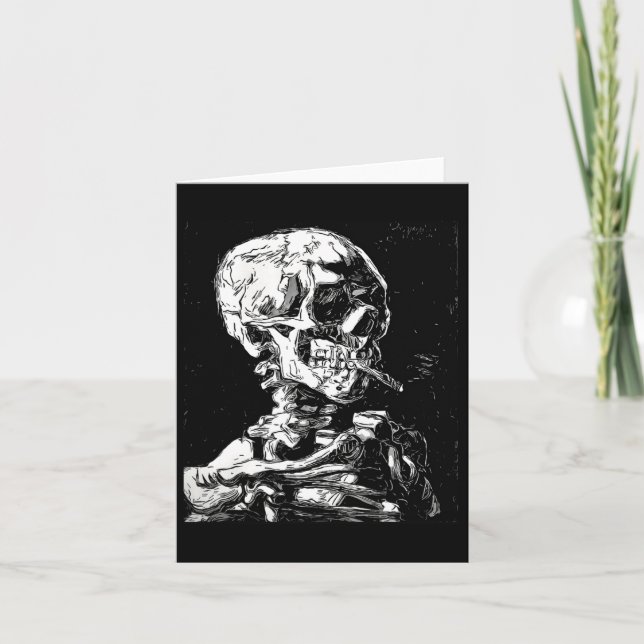 Vincent Van Gogh Skull med Cigarette Skeleton Hal Kort (Framsida)