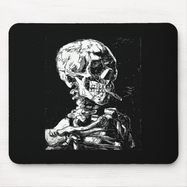 Vincent Van Gogh Skull med Cigarette Skeleton Hal Musmatta (Framsidan)