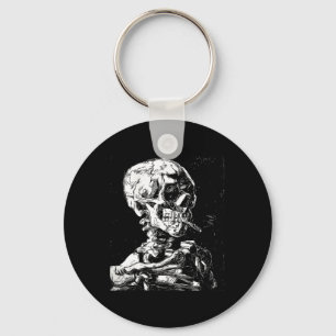 Vincent Van Gogh Skull med Cigarette Skeleton Hal Nyckelring