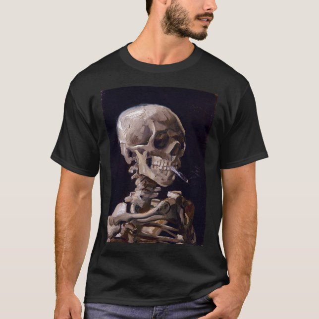 Vincent Van Gogh - Skull with Burning Cigarette (n T Shirt (Framsida)