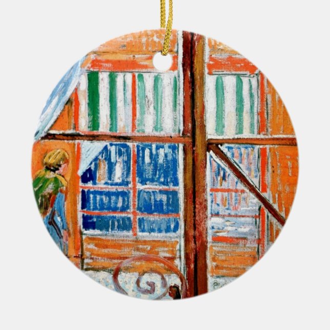 Vincent Van Gogh - Slaktarbutik sedd genom ett fön Julgransprydnad Keramik (Framsidan)