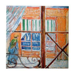 Vincent Van Gogh - Slaktarbutik sedd genom ett fön Kakelplatta