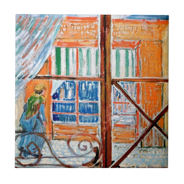 Vincent Van Gogh - Slaktarbutik sedd genom ett fön Kakelplatta (Framsidan)