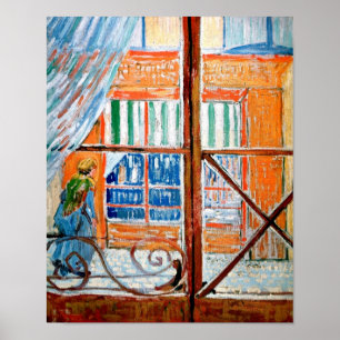 Vincent Van Gogh - Slaktarbutik sedd genom ett fön Poster