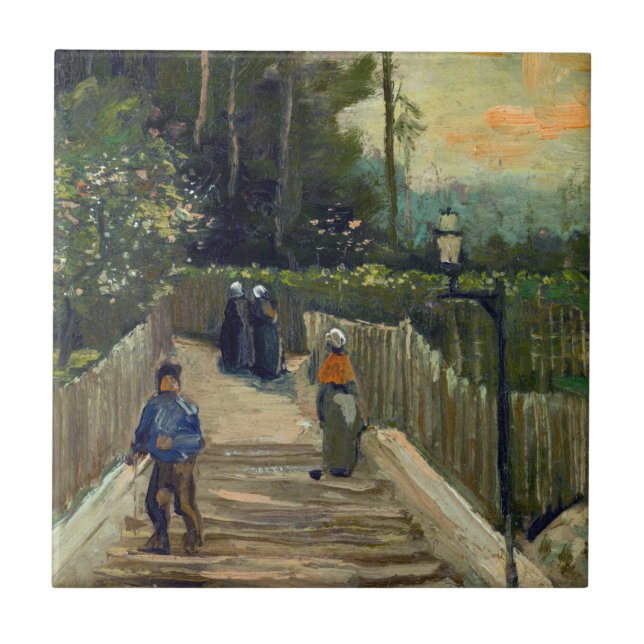 Vincent van Gogh - Sloping Väg i Montmartre Kakelplatta (Framsidan)