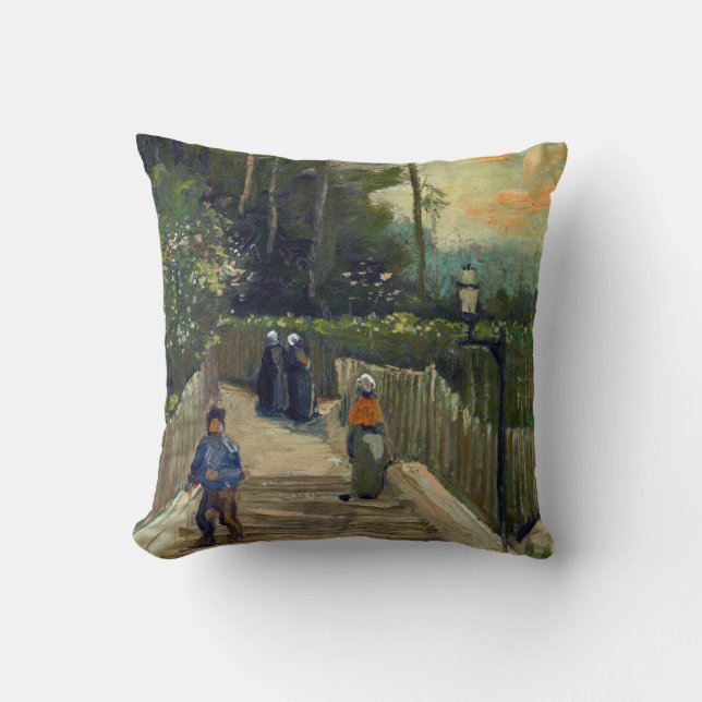 Vincent van Gogh - Sloping Väg i Montmartre Kudde (Framsida)