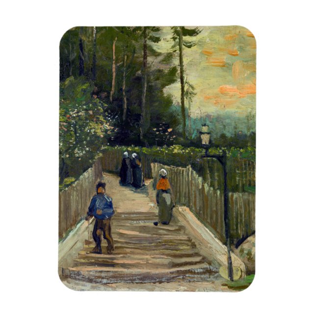 Vincent van Gogh - Sloping Väg i Montmartre Magnet (Vertikal)