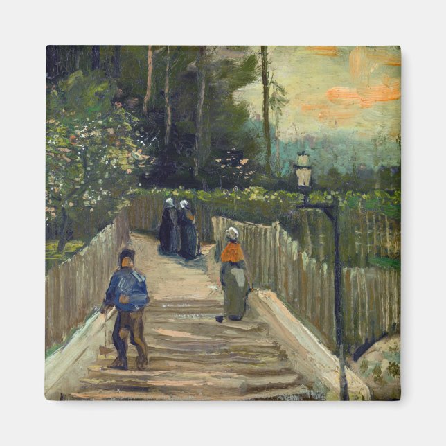 Vincent van Gogh - Sloping Väg i Montmartre Magnet (Framsidan)