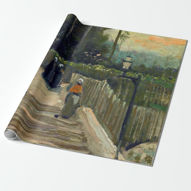Vincent van Gogh - Sloping Väg i Montmartre Presentpapper (Utrullad)