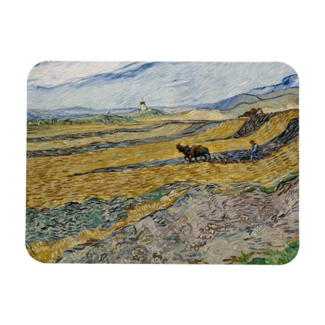 Vincent Van Gogh, sluten Fält med Plowman Magnet (Horisontell)