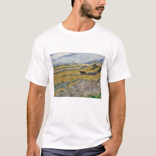 Vincent Van Gogh, sluten Fält med Plowman T Shirt (Framsida)