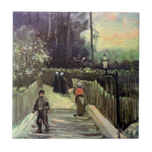 Vincent Van Gogh - Sluttande stig i Montmartre Kakelplatta