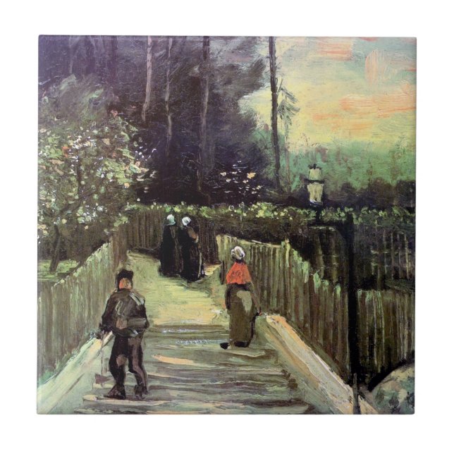 Vincent Van Gogh - Sluttande stig i Montmartre Kakelplatta (Framsidan)