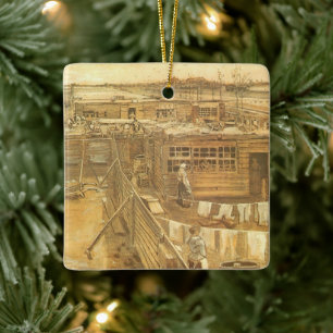 Vincent van Gogh - Snimmarens gård och tvätt Julgransprydnad Keramik