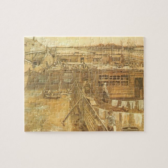Vincent van Gogh - Snimmarens gård och tvätt Pussel (Horisontell)