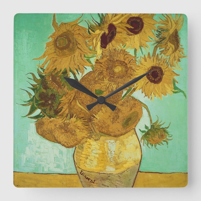 Vincent van Gogh | Solblommor, 1888 Fyrkantig Klocka (Framsida)