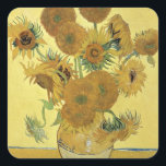 Vincent van Gogh | Solblommor, 1888 Fyrkantigt Klistermärke<br><div class="desc">Bilduppsamlingsnummer: BAL970 Solblommor,  1888 (olja på arbetsyta). Gogh,  Vincent van (1853-90) olja på canvas. National Gallery,  London,  Förenade kungariket. 1888</div>