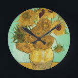 Vincent van Gogh | Solblommor, 1888 Rund Klocka<br><div class="desc">Bilduppsamlingsnummer: BAL20294 Solblommor,  1888 (olja på canvas). Gogh,  Vincent van (1853-90) olja på canvas. Neue Pinakothek,  München,  Tyskland. 1888</div>