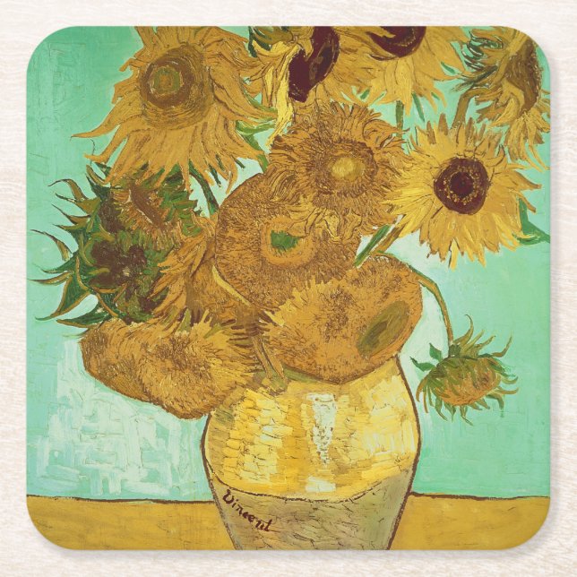 Vincent van Gogh | Solblommor, 1888 Underlägg Papper Kvadrat (Framsidan)